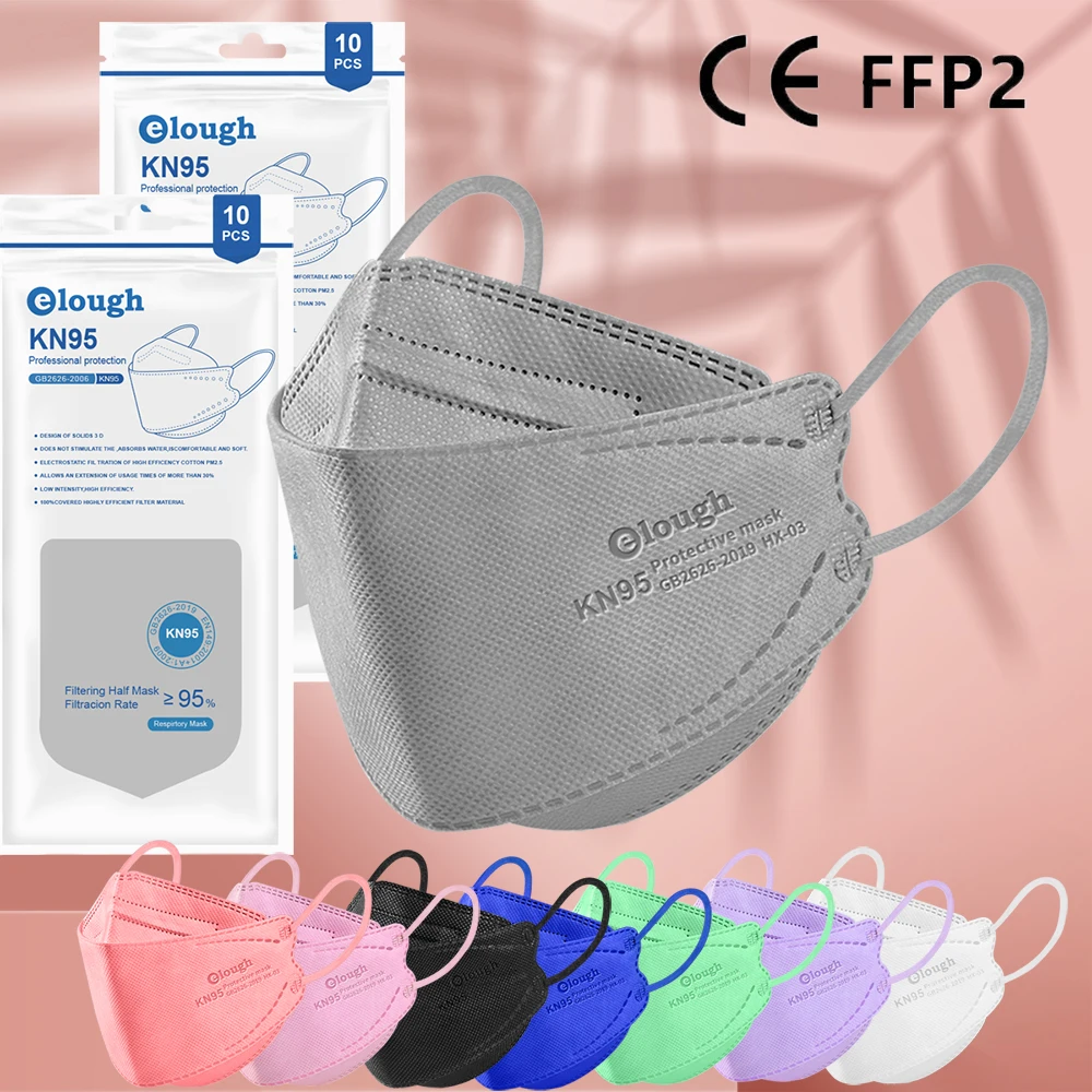 

Маска для лица Elough KN95 FFP2, маска для взрослых PFF2, маска с фильтром, FFP3, респиратор