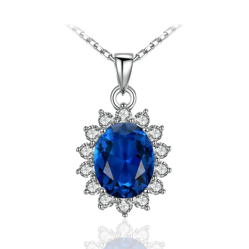 

2021 New European And American Popular Blue Zircon Earrings Necklace Bride Jewelry Sets For Women
