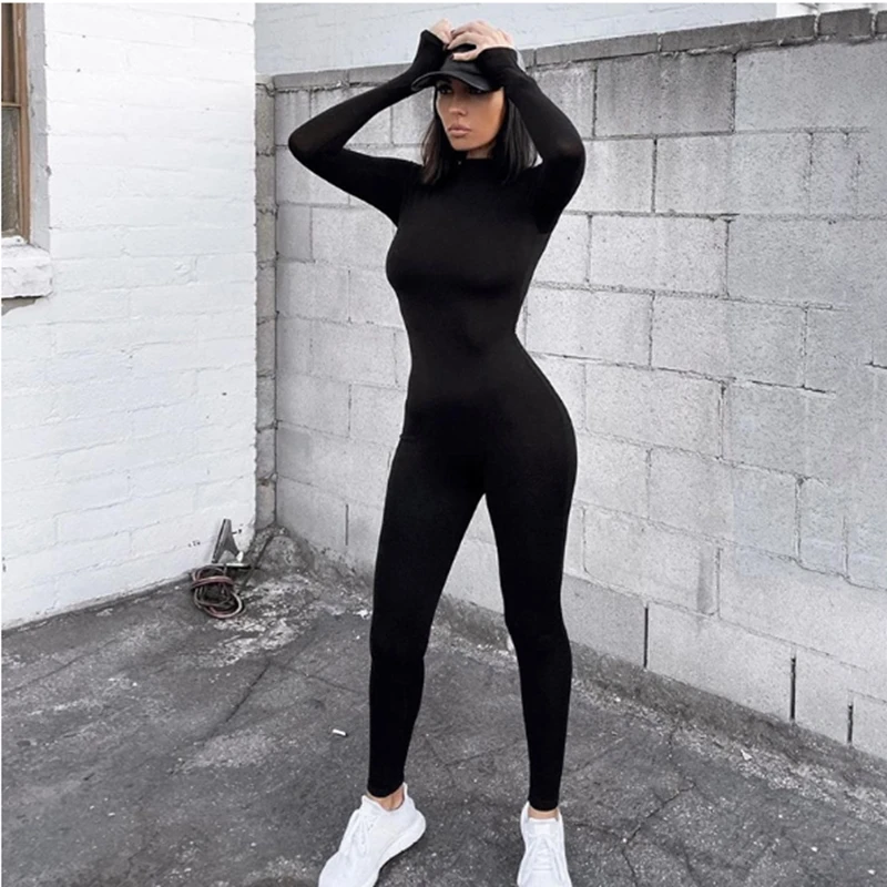 

Women Fashion Sexy Streetwear Tracksuit Jumpsuit Playsuit Lady Solid Bodycon Rompers Fitness Sportwear Gym Club Outdoor Clothes