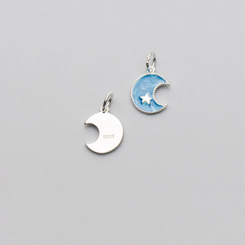MEETSOFT офисное серебро 925 пробы голубая луна и звезды шикарные амулеты сделай сам
