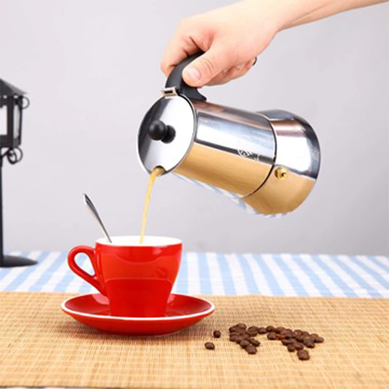 

Stainless Steel Moka Coffee Pot Espresso Percolator Portable Coffee Maker Pot Percolator Drink Tool Cafetiere Latte Stovetop