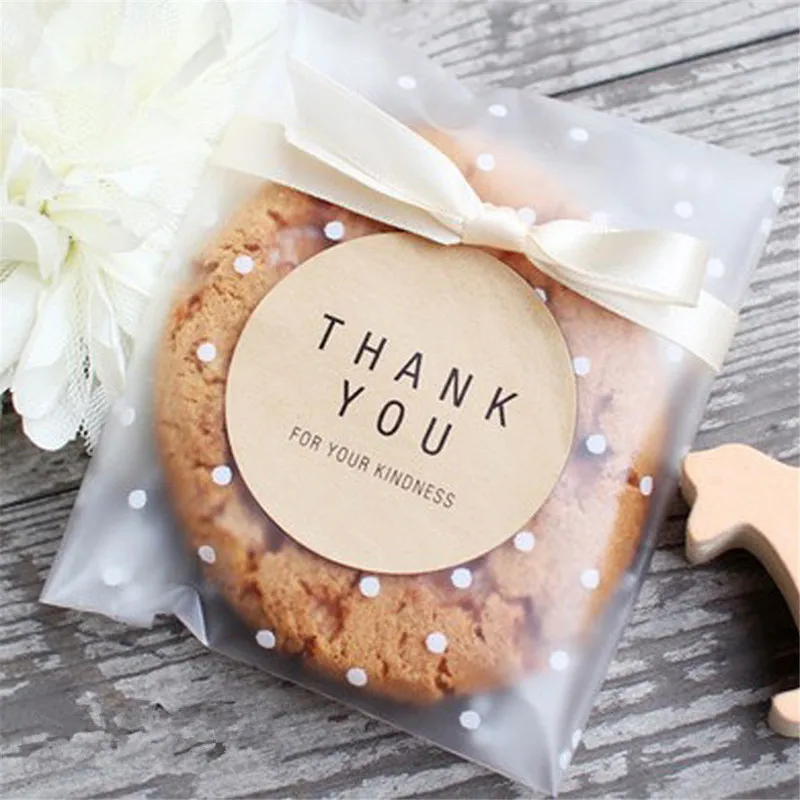 

100pc Self Sealing Gift Bag Goodie Cookie Packaging Food Cake Package Self Adhesive Wave Point Transparent Bags Wrapping Suppliy