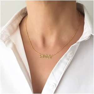 Двойная линия из нержавеющей стали, полые искусственные персонализированные ювелирные изделия с именем, индивидуальный контур кулон-табличка с именем Gifts