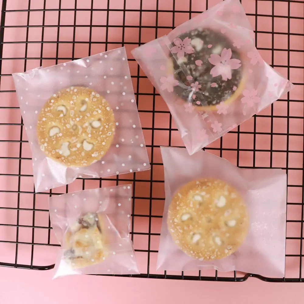 100 шт./лот пластиковые пакеты для печенья и конфет в горошек вишни закуска