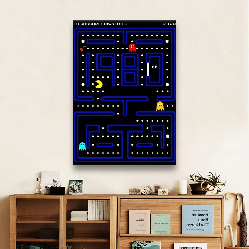 

Classic Childhood Memory Pacman Arcade Game Posters And Prints Wall Picture On Canvas Art Painting For Living Room Decoration