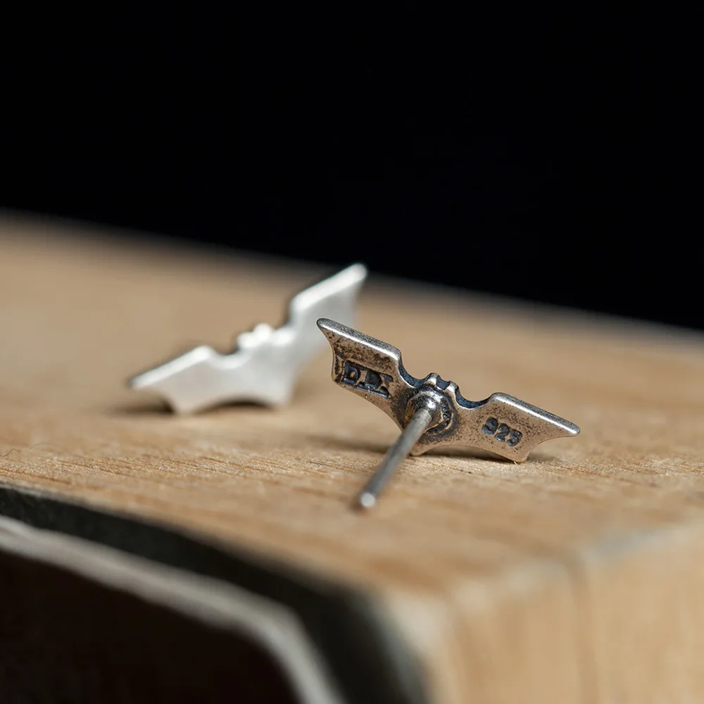 Винтажные серьги-гвоздики MKENDN из серебра 100% пробы с Бэтменом индивидуальные