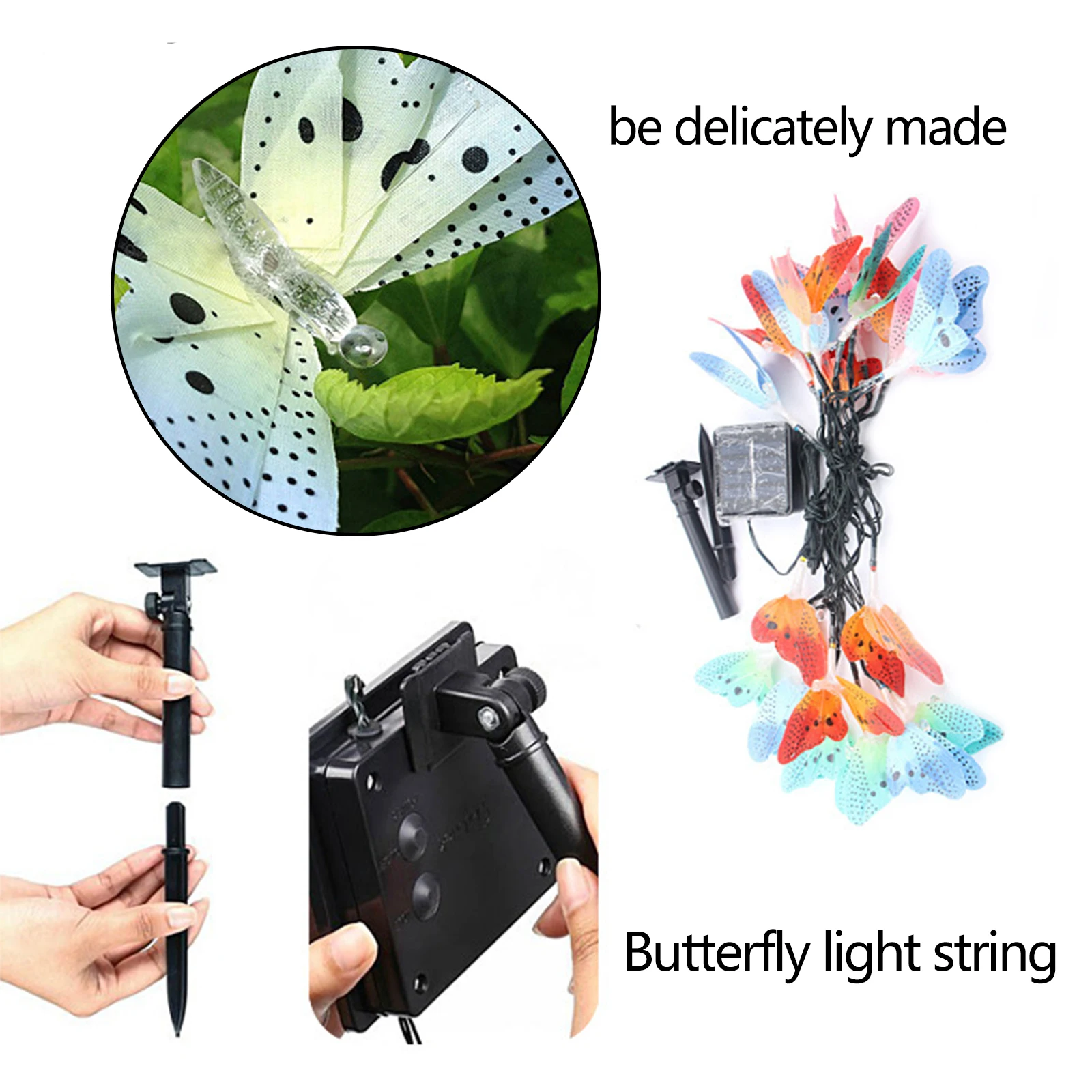 Светодиодная Водонепроницаемая уличная гирлянда с бабочками на солнечной