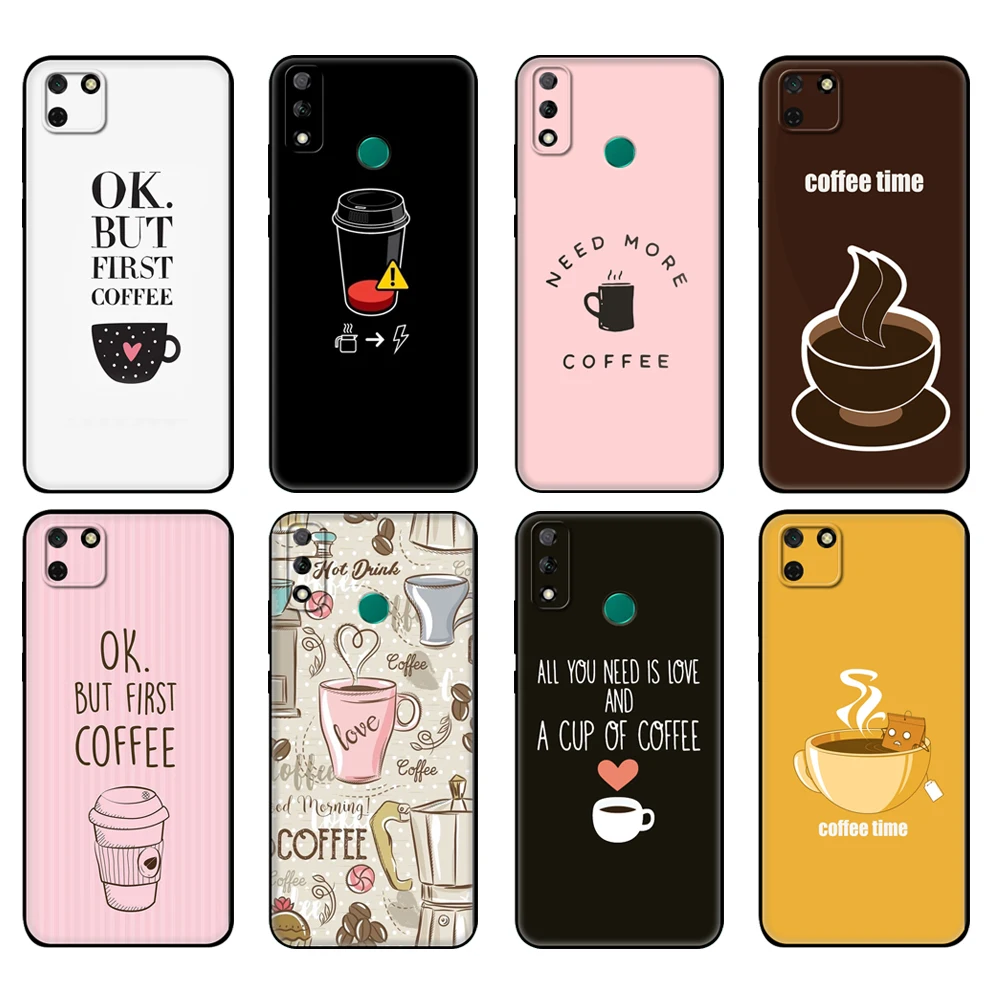 Черный чехол из ТПУ для Huawei Y9S Y6S Y8S Y5P Y7P Y8P Y5 lite Prime 2018 Y6 2019 с изображением