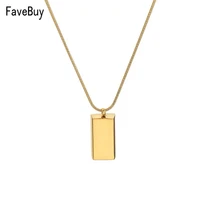 stainless steel gold bullion bar necklace fake golden cube brick pendant for women men geometric hip hop jewelry lucky gift