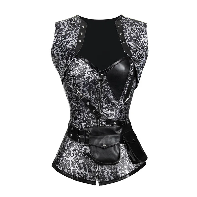 Женский корсет бюстье в стиле панк готический жилет стальной костяной костюм