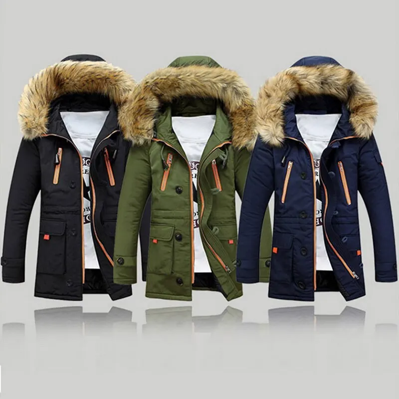 2019 New Autumn jacket men Casual Warm Parka Men coat Fashion Detachable Fur Hooded Mens Jackets and Coat Veste Homme Plus Size |