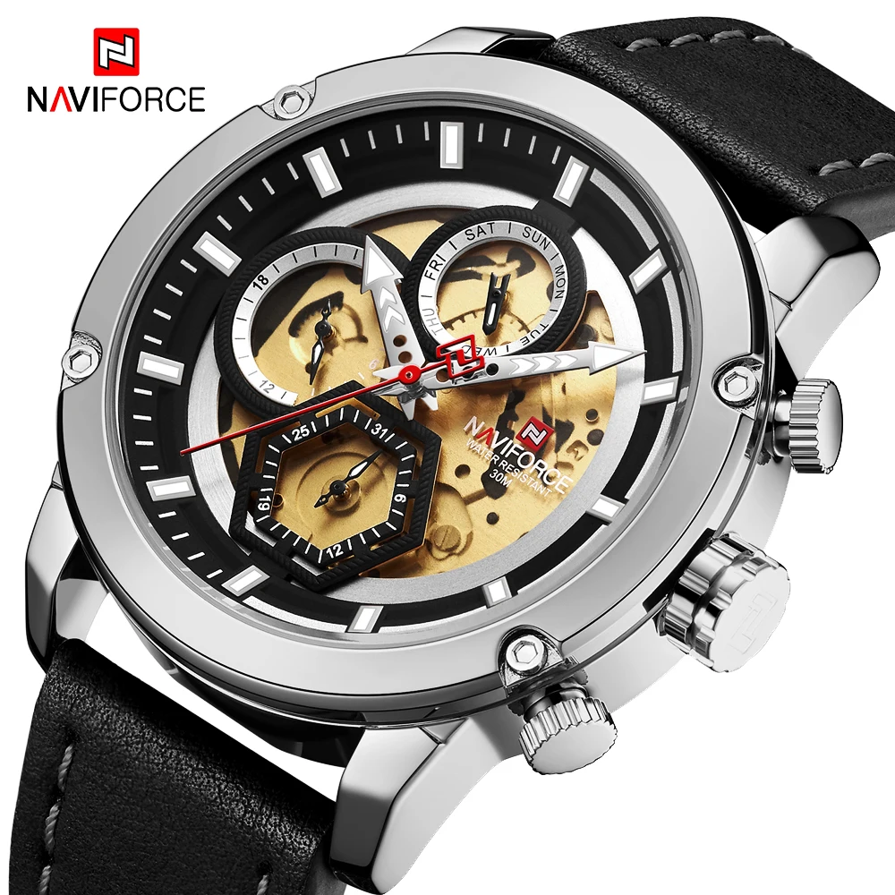 Модные стильные мужские наручные часы naviforce брендовые Роскошные Мужские Аналоговые кварцевые наручные часы Мужские Спортивные Хронограф Relogio Masculino