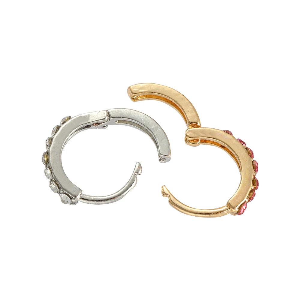 Серьги-кольца Huggies маленькие разноцветные с фианитами для пирсинга Ювелирное