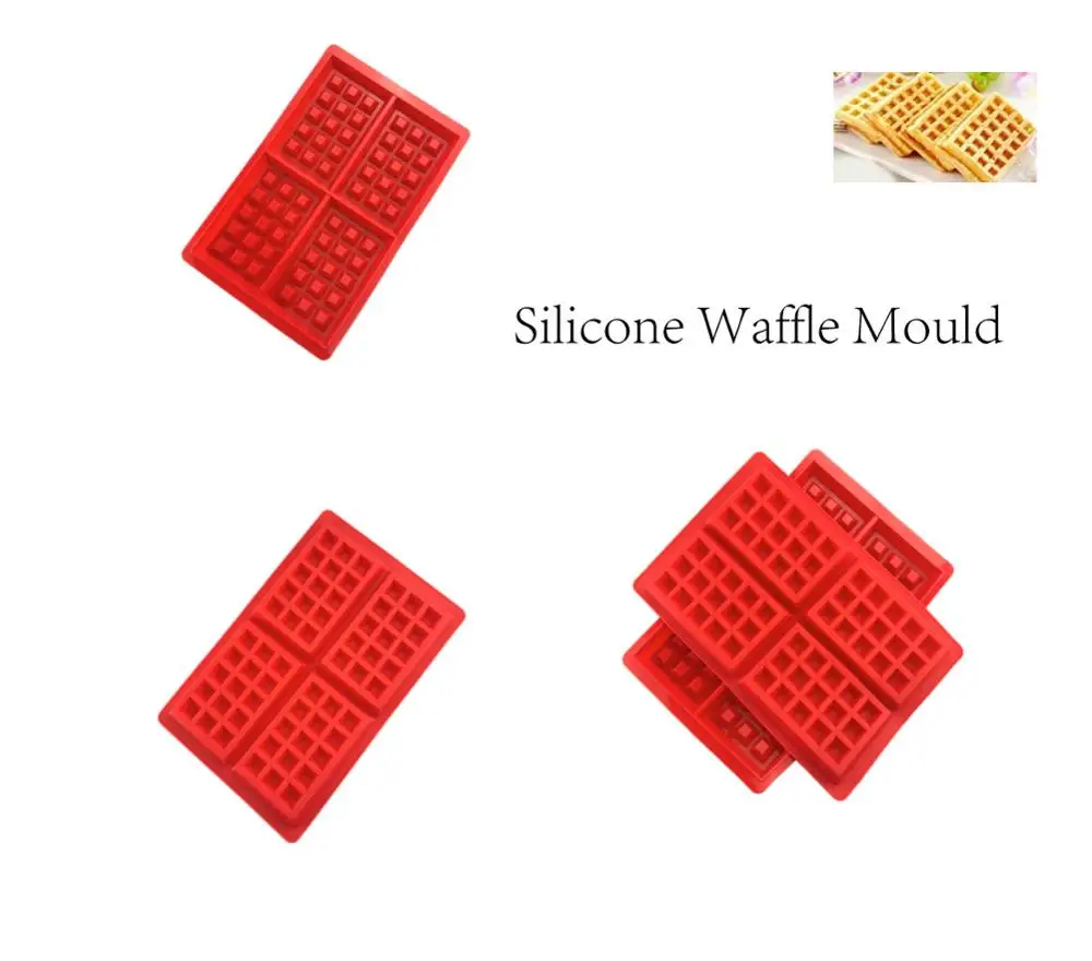 4 полости силиконовая форма для вафель кухонная посуда выпечки DIY - Цена: 259,83 руб.