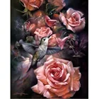 Алмазная 5D картина с колибри с розами, мозаика с животными, украшение для дома, вышивка, ручная работа, подарок