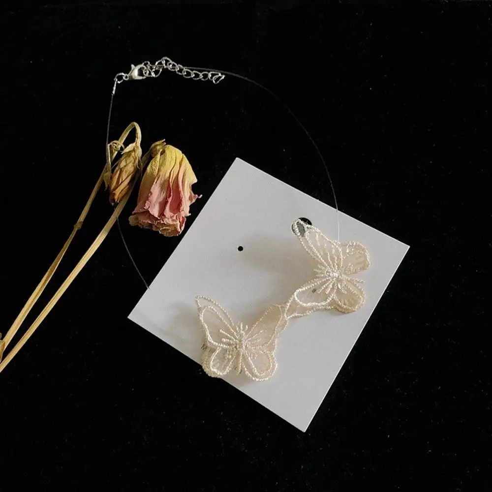 Шикарный корейский чокер ожерелье цепочка с бабочкой Милая Вышивка элегантный