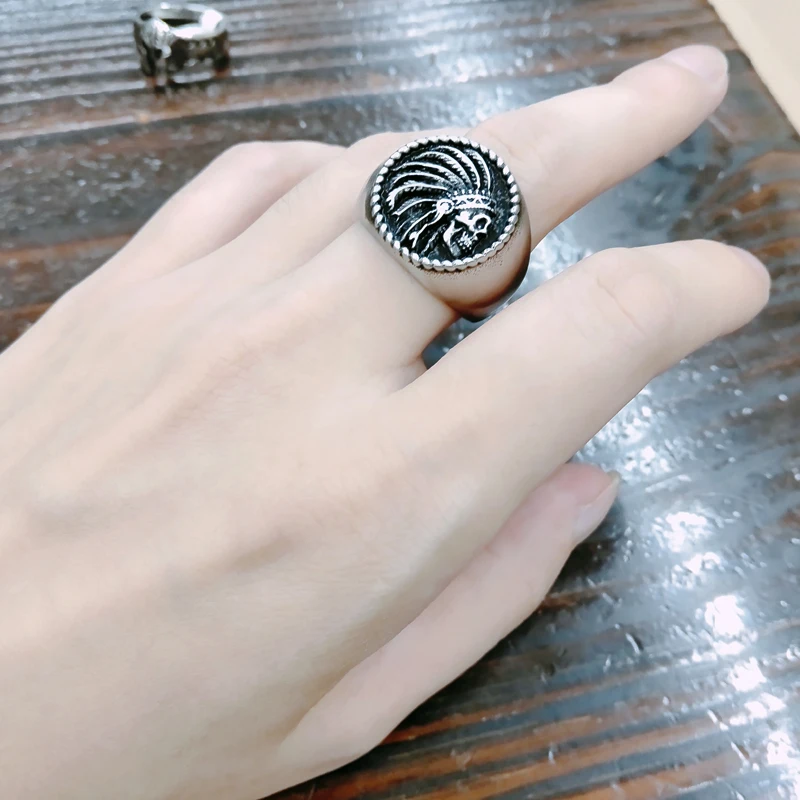 Мужское Винтажное кольцо с черепом Золотое из нержавеющей стали в стиле панк