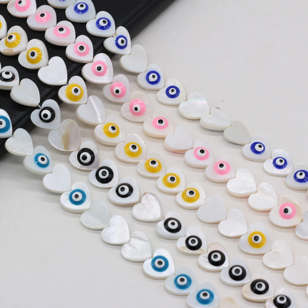 

Hot Selling Natural Shell Heart Shaped Eyes Beaded Boutique Pendant Making DIY Fashion Charm Necklace Bracelet Jewelry