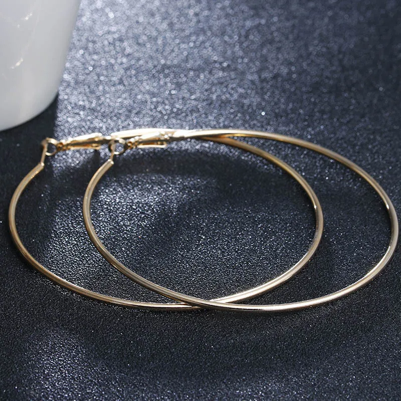 Fashion 80mm Large Round Earrings Gold Silver Color Exaggerated Circle Modern Women Popular Jewelry | Украшения и аксессуары