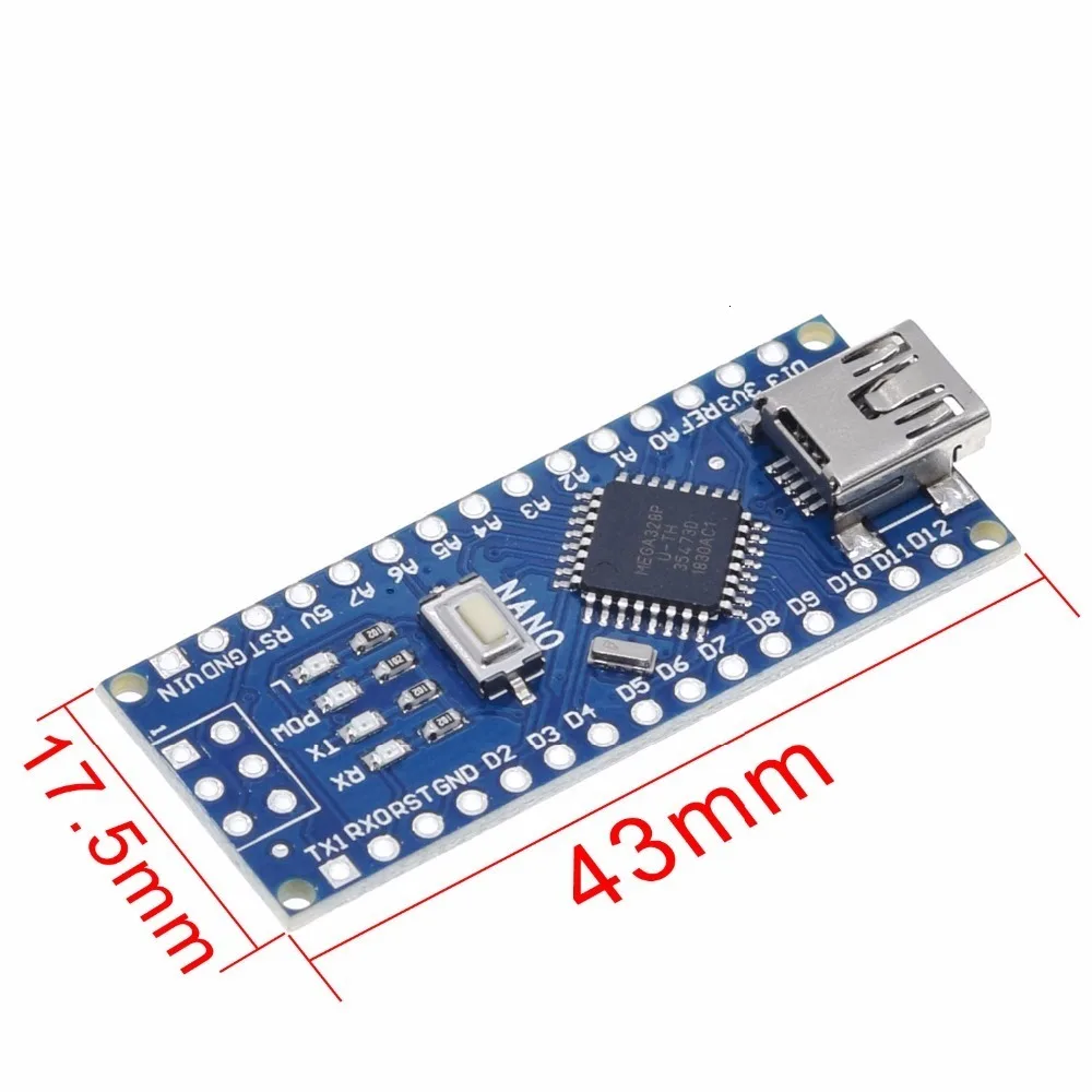 1 шт. акция для arduino Nano 3,0 Atmega328 контроллер совместимый модуль платы PCB макетная плата без USB V3.0