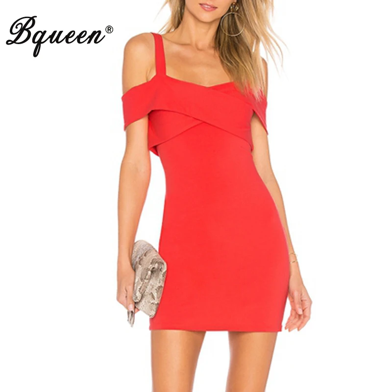 Женское Бандажное платье на одно плечо Bqueen сексуальные платья бретелях спагетти
