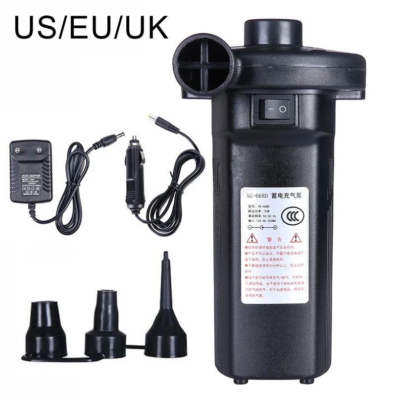

Electric Air Pump Inflator 12V 240V 4500mah Rechargeable Air Compressor Portable For PVC Boat Mattress Inflatable Pool Raft Bed