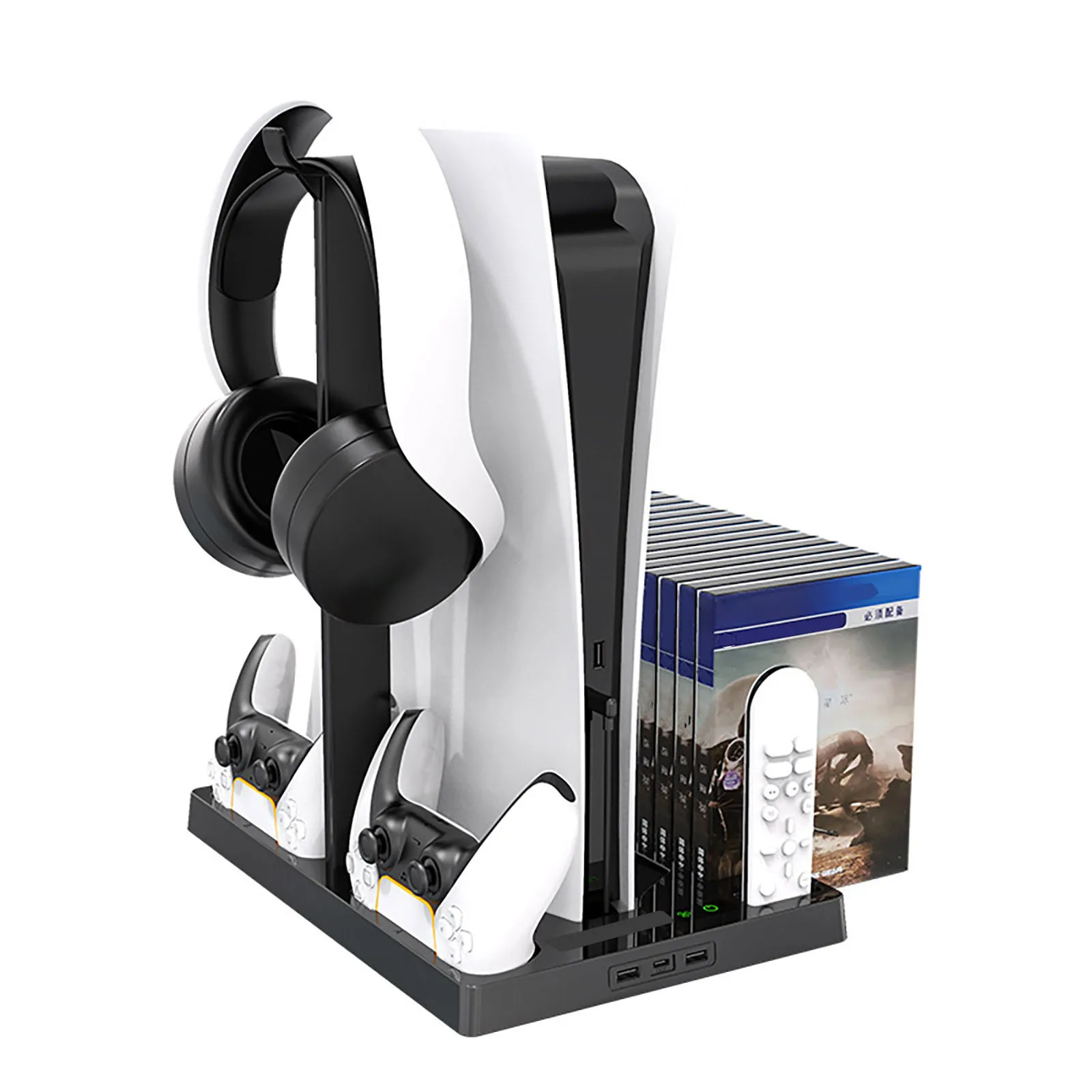 

For PS5 DE/UHD Vertical Stand With Cooling Fan Charging Dock Station Game Vertical Rack For Playstation 5 Auarte Controller