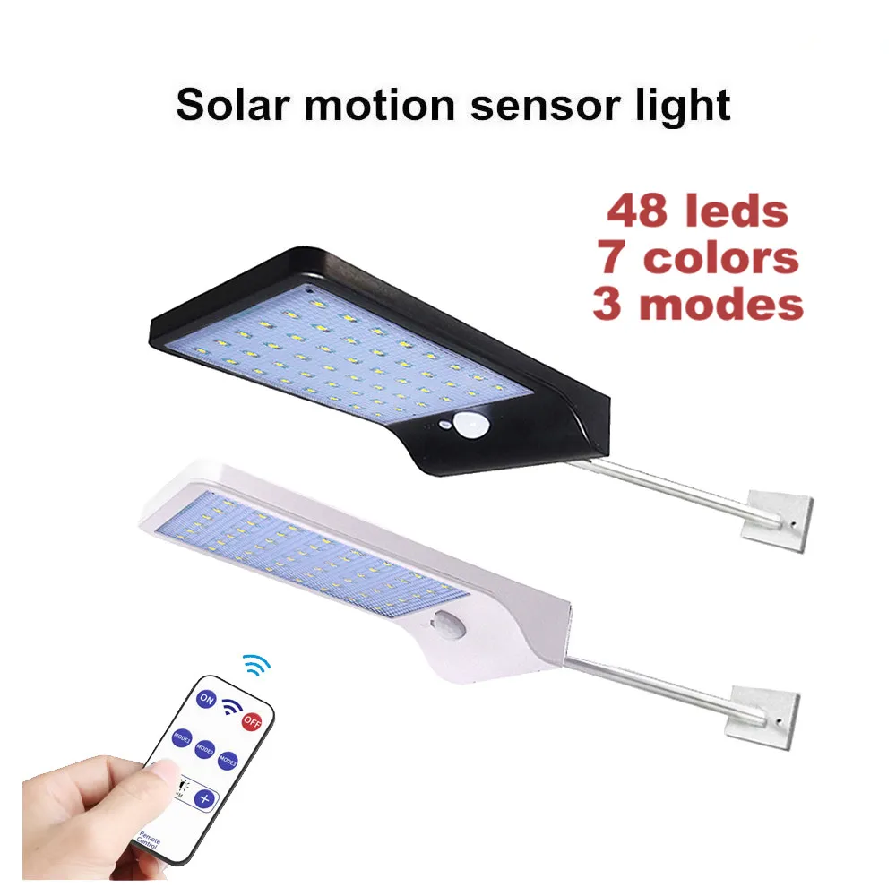LED street Solar Lamp Human Body Induction Wall Light 3 Modes Dimmable Outdoor Garden Yard Path Remote Control metal pole | Лампы и
