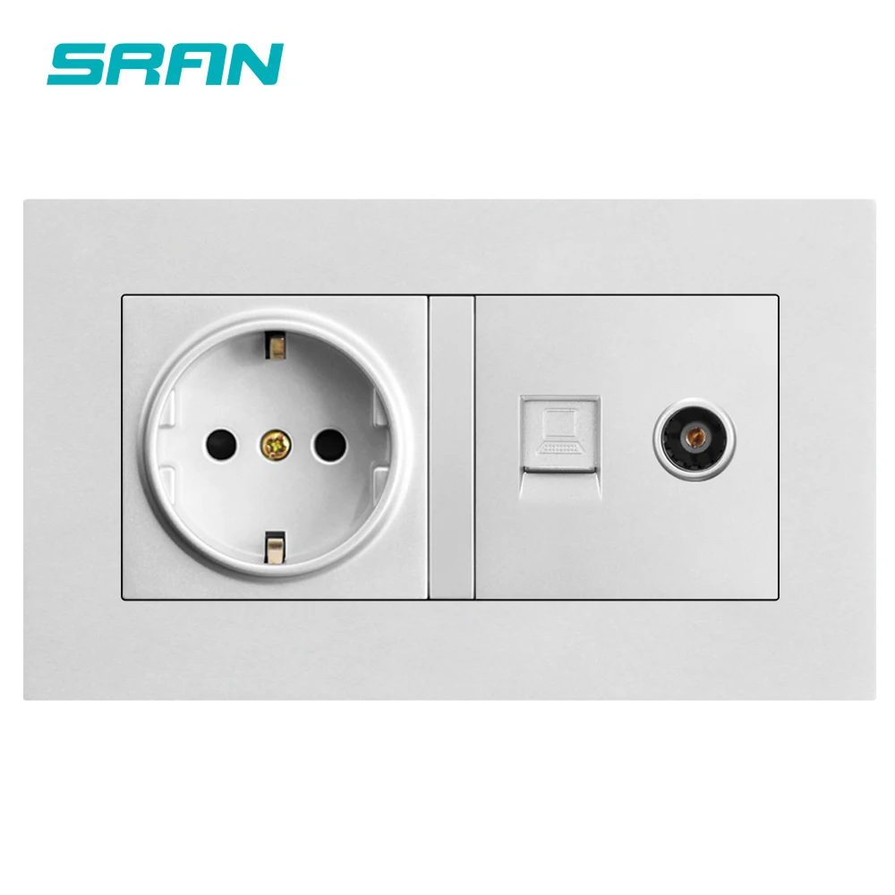 Европейская настенная розетка SRAN + TV с интернет-розеткой RJ45 cat5 огнестойкий