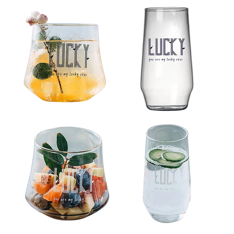 

Kitchen Accessories 400/450 ml Transparent Glasses Nutrition Glass Milk Coffee Cup Beer Mug Tea Home Drinkware Dropship