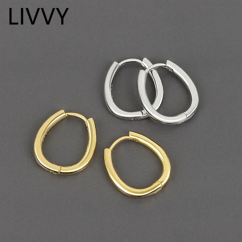 

LIVVY Silver Color Minimalist Arc U-shaped Earrings Female Retro Simple Temperament Handmade Jewelry Party Accessories Gifts