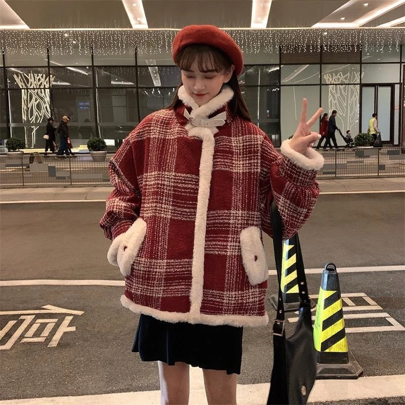 Winter Coat Women Clothing Winter Cotton Padded Jacket Women's Coat Deer Skin Cashmere Lamb Hair Thickened Jacket Medium Length