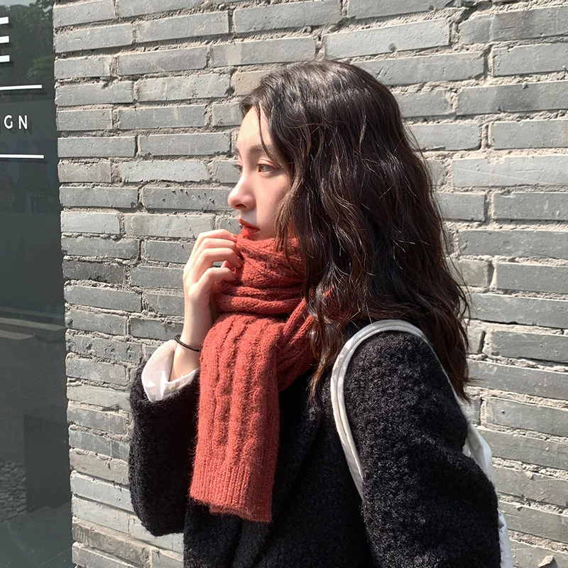 Женский вязаный шарф Johnature, однотонный мягкий теплый повседневный шарф в Корейском стиле, 2 цвета, для зимы, 2021 от AliExpress WW