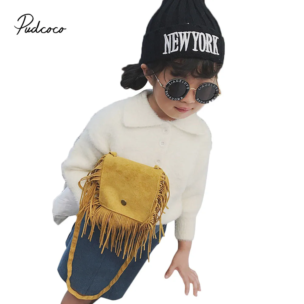 2020 милая детская маленькая сумка мессенджер с кисточками и кошкой для девочек