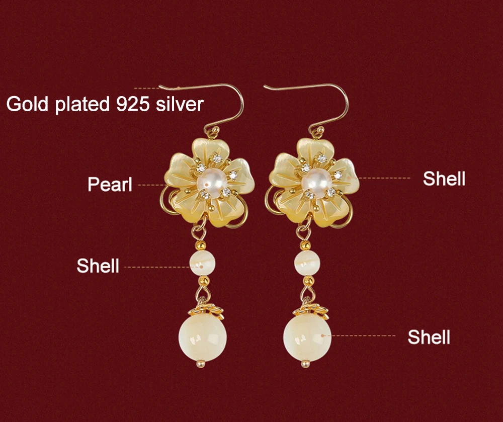 Желтая ракушка цветок этнические Висячие серьги белая из бисера пресноводный