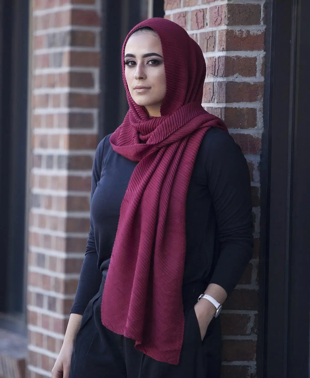 Женский простой хлопковый шарф головной хиджаб накидка однотонная шали из