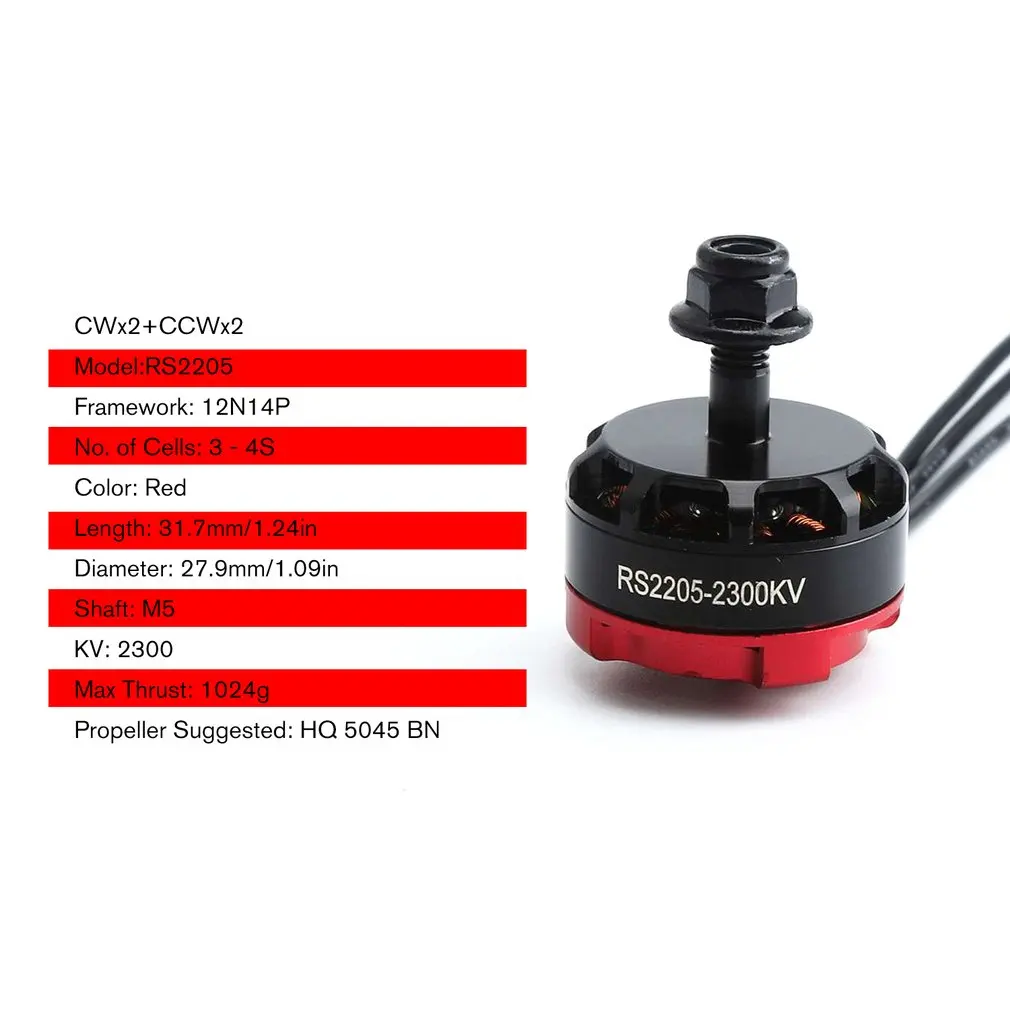 RS2205 2300KV 2205 CW/CCW Brushless Motor 3-4S for FPV RC Racing Drone Multicopter Dual Lock CW / CCW Locknuts | Электроника