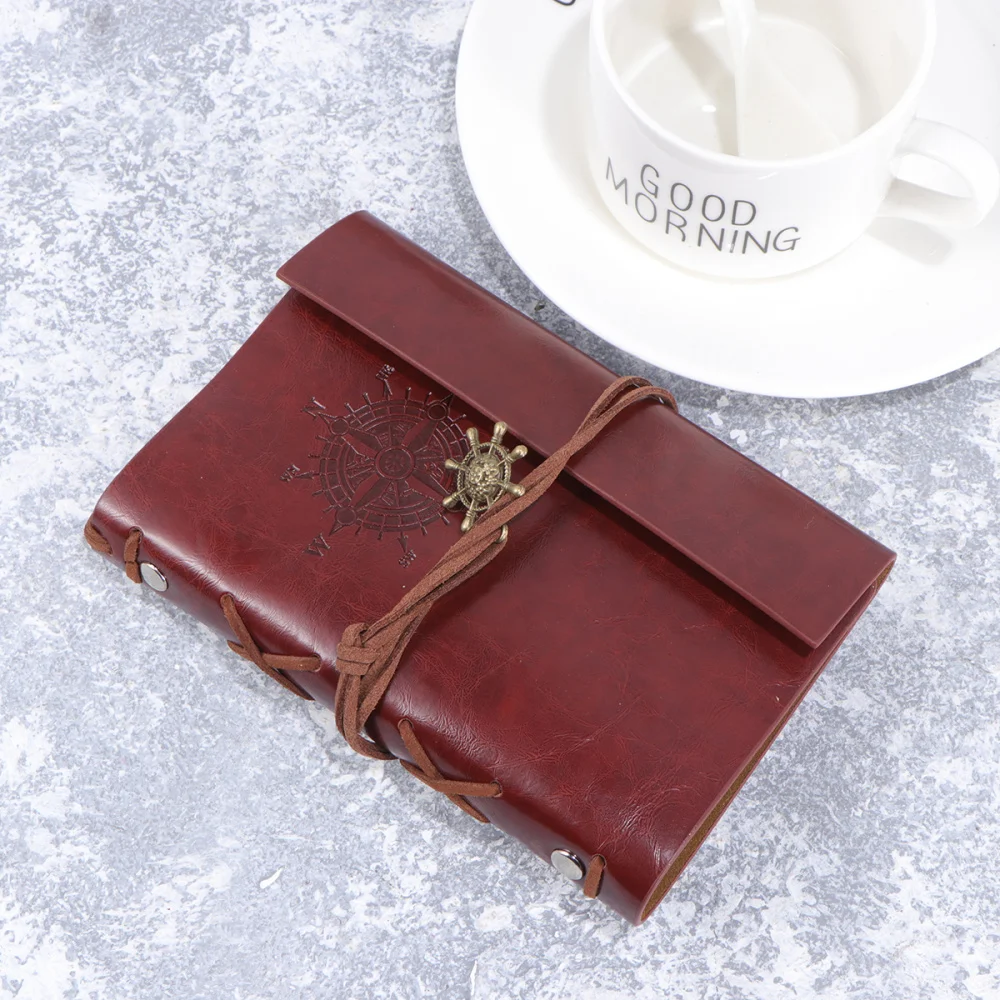 

Retro Vintage Pirate Anchor PU Cover Loose-leaf String Bound Blank Notebook Notepad Travel Journal Diary Jotter (Red)