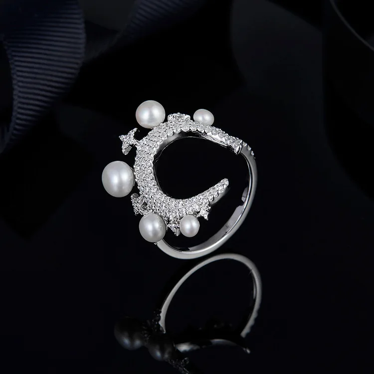 Женское кольцо с искусственным жемчугом серебро пробы | Украшения и аксессуары