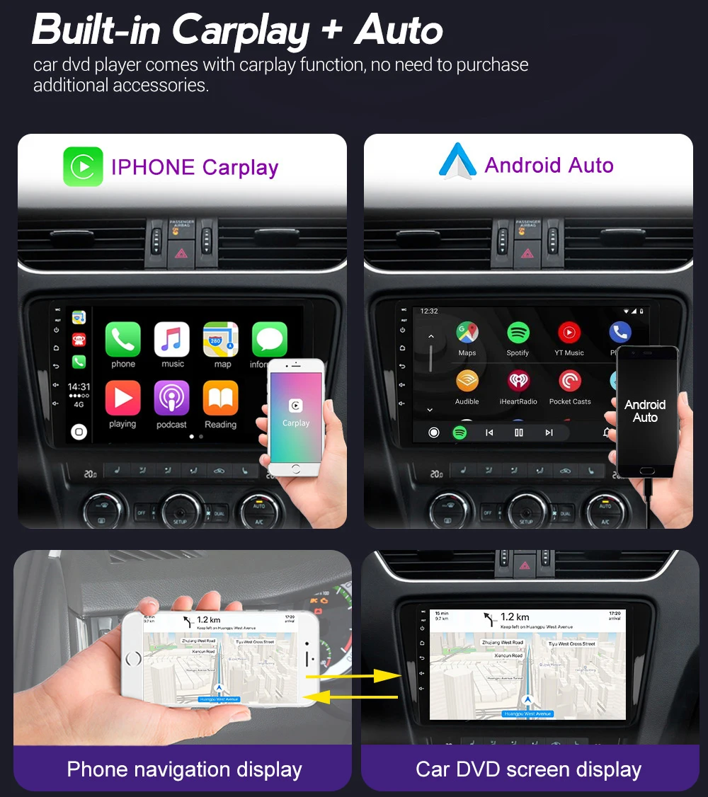 

NaviFly 6GB+128GB 8 Core QLED 1280*720 Carplay 4G LTE Android 10.0 Car Navigation GPS Radio Player For Audi/A4/S4 2002-2008