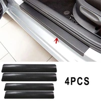 4pcs car door sill scuff carbon fiber stickers welcome pedal protect accessories
