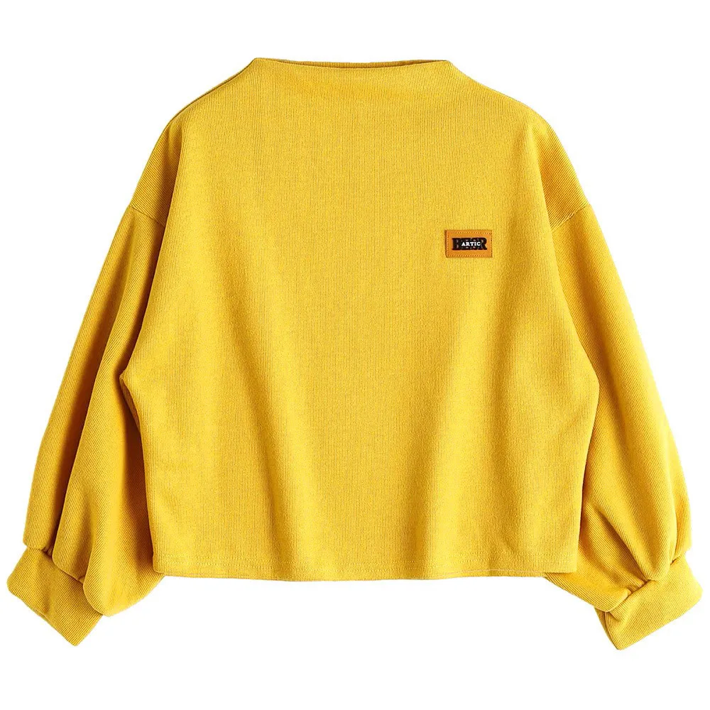 Женская толстовка с длинным рукавом одноцветная пышными рукавами буквенным