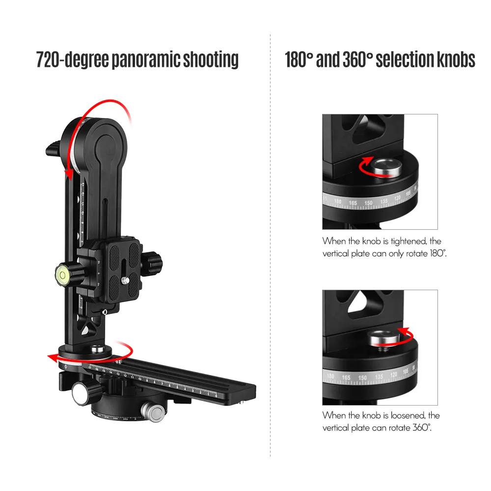 Andoer Professional 720 ° панорамная головка из алюминиевого сплава штатив шаровая Головка Максимальная нагрузка 10 кг 5 различных градусов 15 °/18 °/36 °/45 °/60 °