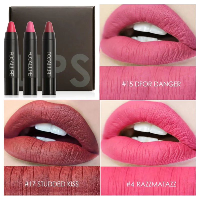 3pcs Women Korean Beauty Lipsticks Set Powdery Matte Ladies Sexy Waterproof Lips Makeup Labiales Larga Duracion |