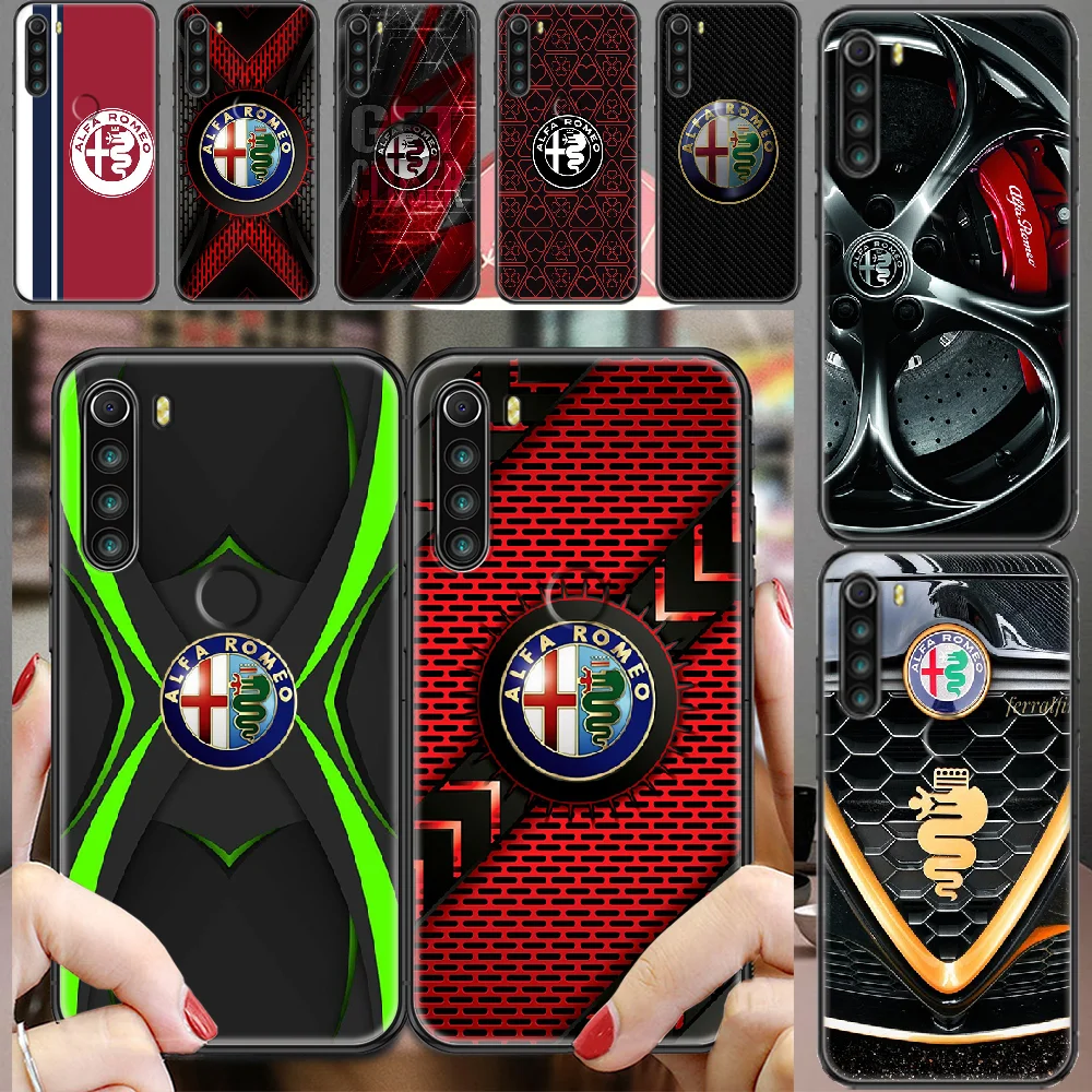 

alfa sports romeo car logo Phone case For Xiaomi Redmi Note 7 7A 8 8T 9 9A 9S K30 Pro Ultra black 3D cell cover luxury back tpu