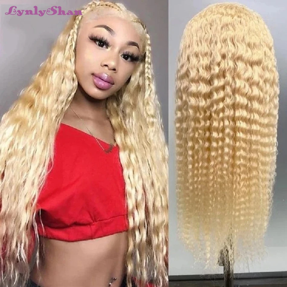 

Lynlyshan 613 Honey Blonde 13x4 Lace Frontal Human Hair Wigs 150% Density Brazilian Loose Deep Wave Wigs Lace Front Wigs
