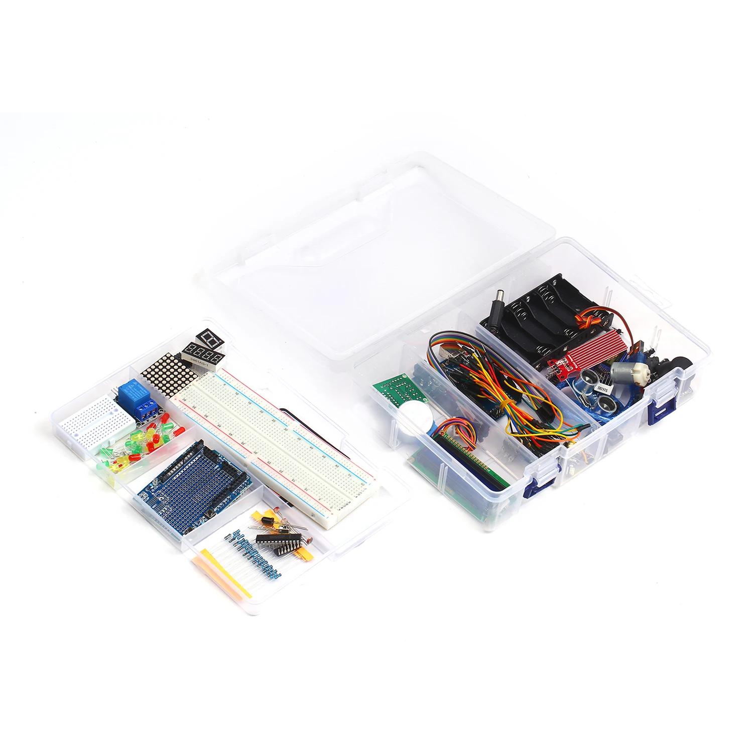 

Electronic Project Beginner Learning Kit with Sensors Stepper Motor Breadboard Jumper Wire LED Electronics Component Replacement