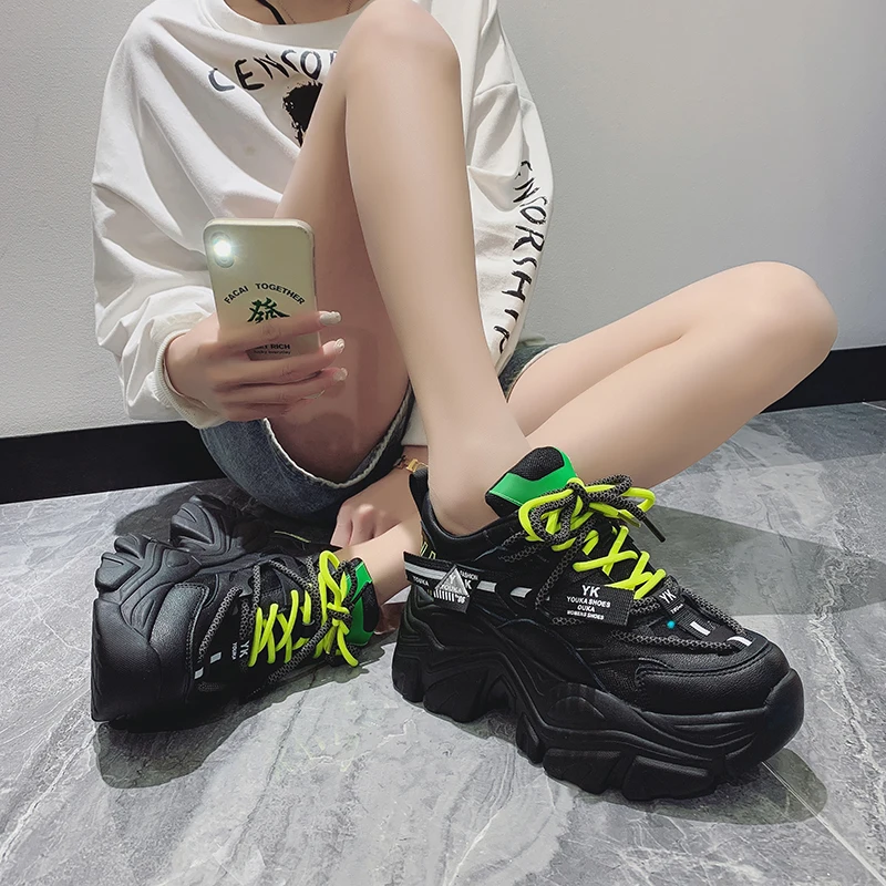 

Luxury Sneakers Women Platform Shoes 2021 Designer Height Increasing 7CM Sport Ladies Trainer Chunky Sneakers Woman Basket Femme