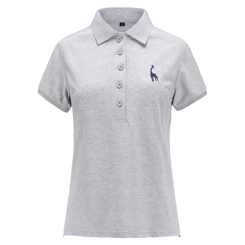 Брендовая качественная женская рубашка поло AIOPESON однотонная приталенная с