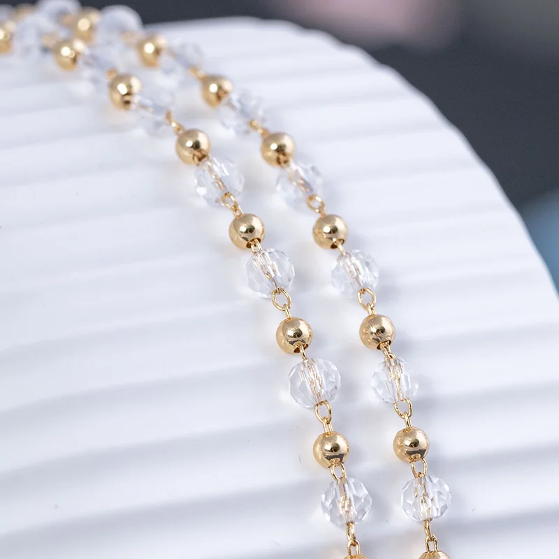 Золотая цепочка с бусинами и кисточками 3 4 мм 1 метр|Ювелирная фурнитура